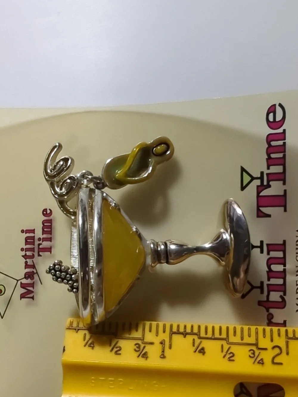 Martini Glass Pin Brooch with Flip Flop Attached to Curling Straw NWT